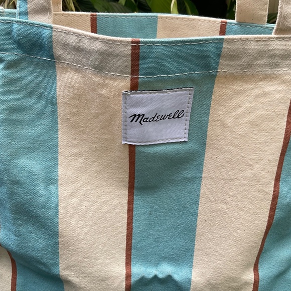 Madewell Blue Striped Canvas Tote Bag - Picture 3 of 6